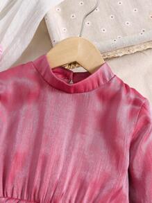 SHEIN Young Girl Ruched Ruffle Hem Dress - Hot Pink - View 6