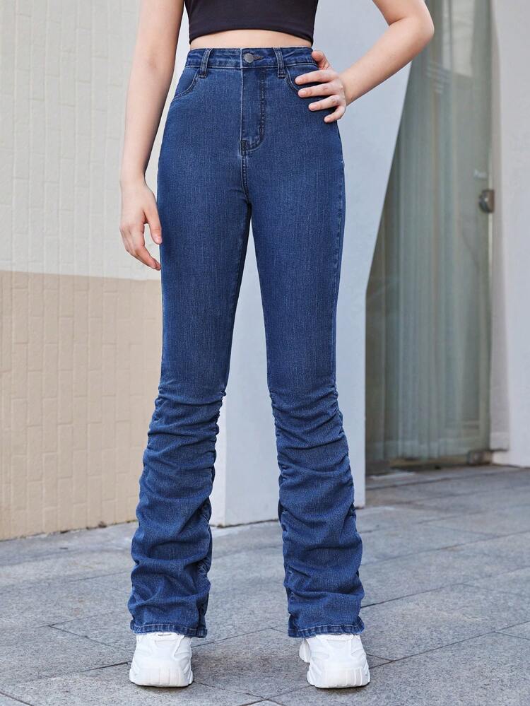 Teen Girl Slant Pocket Stacked Jeans