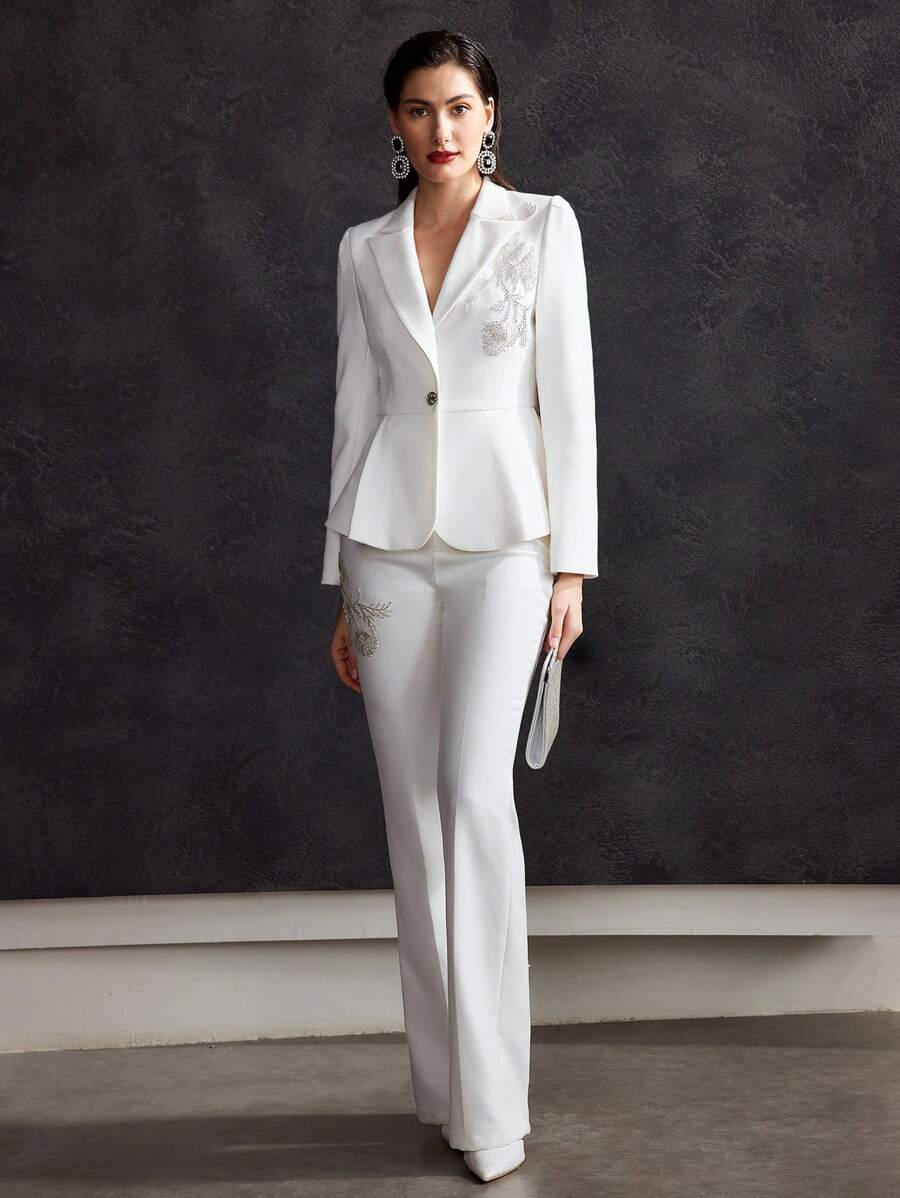 MOTF PREMIUM FLORAL BEADED BLAZER