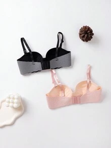 Teen Girl 2pcs Scallop Edge Gingham Underwire Bralette - Multicolor - View 2