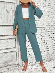 SHEIN LUNE Chất rắn Mở Mặt trước áo & Quần - màu xanh lá - Xem 6