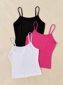 SHEIN LUNE 3pcs Solid Cami Top - Multicolor - View 2