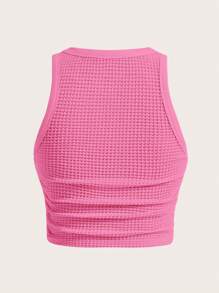 SHEIN EZwear 大碼素色短款背心 - 粉色 - 查看 2