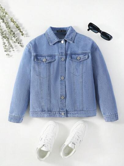 SHEIN Áo khoác in hình bướm dễ thương và tươi mới cho bé gái, phù hợp cho mùa thu