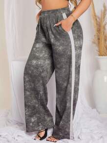 SHEIN SXY 紮染彈性腰帶衛褲 - 灰色 - 查看 6