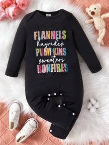 Baby Boy Slogan Graphic Jumpsuit - White - View 1