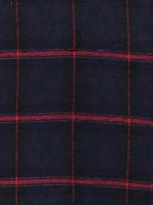 SHEIN LUNE Plaid Print Button Front Shirt - Navy Blue - View 6