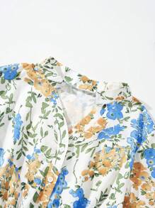 SHEIN LUNE Plus Floral Print Ruffle Hem Dress