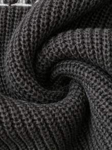 Calvaya Plus Letter Pattern Drop Shoulder Sweater