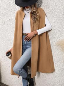 Chiquease Solid Open Front Vest Overcoat - Khaki - View 6