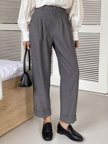 DAZY Spodnie Casual Business Solid Color Tapered Leg, Spodnie damskie wizytowe