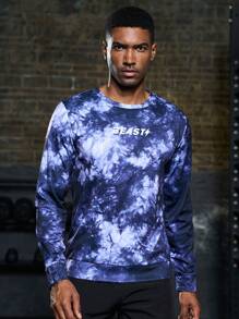 Manfinity Sport Corelite Men Letter Graphic Tie Dye Sports Sweatshirt Men Sweatshirt - Multicolor - View 4