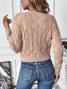 SHEIN Frenchy 落肩袖前紐扣開襟衫 - 粉色 - 查看 2