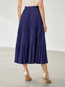 MOTF PREMIUM Solid Pleated Skirt Without Belt - Purple - View 6