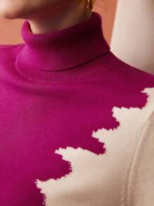 MOTF PREMIUM TWO-TONE TURTLENECK SWEATER - Multicolor - View 3