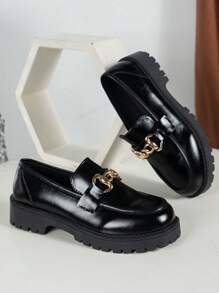 女式坡跟厚底鞋 - 黑色 - 查看 5