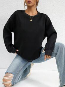 INAWLY 纯色落肩运动衫、长袖上衣