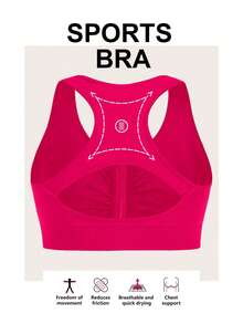 2 paquetes de sujetador deportivo de talla grande con fruncidos en la parte delantera - Rosa Fucsia - Ver 2