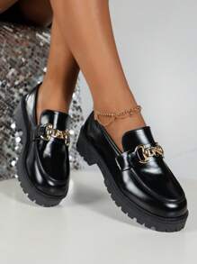 女式坡跟厚底鞋 - 黑色 - 查看 1