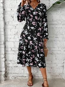 SHEIN VCAY 印花荷葉邊洋裝 - 彩色 - 查看 5