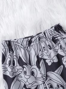 Bebé niño Sudadera con estampado de letra & Pantalones deportivos con estampado tropical - Multicolor - Ver 5