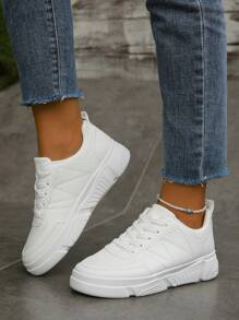 女鞋厚底白色運動鞋新款休閒厚底鞋跑步鞋 - 白色 - 查看 2