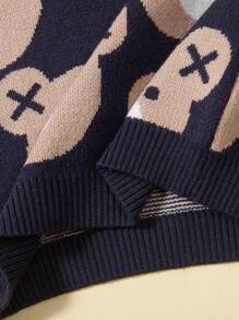 Baby Boy Bear Pattern Sweater - Dark Grey - View 6