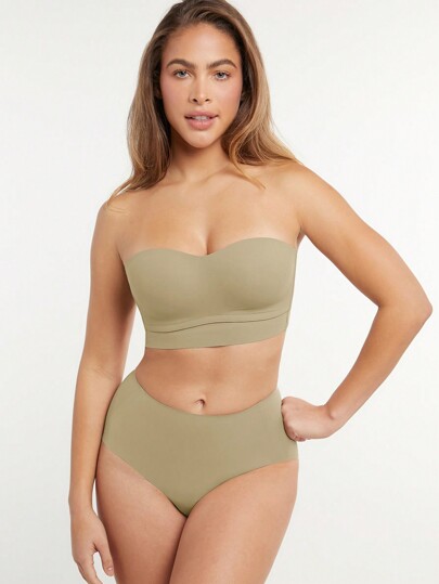 LUVLETTE Lencería de soporte de curva de ensueño + Lencería sin tirantes inalámbrica de talle largo como prenda exterior, Lencería básica como prenda exterior, Sujetador tubo