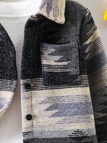 SHEIN Young Boy Geo Print Overcoat Without Tee - Multicolor - View 7