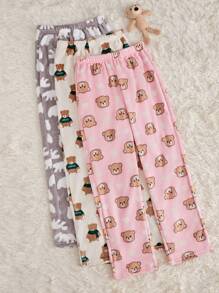 3pcs Cartoon Graphic Sleep Pants - Multicolor - View 5