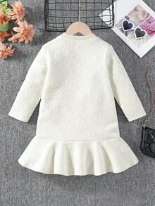 SHEIN Young Girl Solid Ruffle Hem Dress - White - View 2