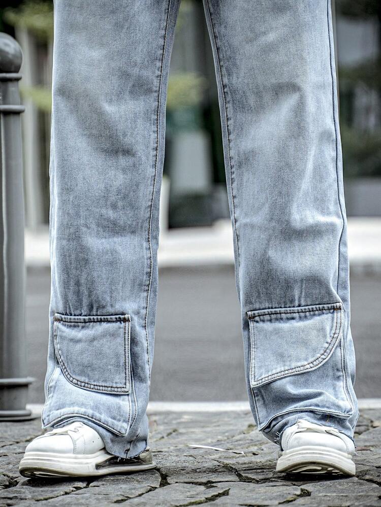 Men Flap Pocket Detail Straight Leg Jeans