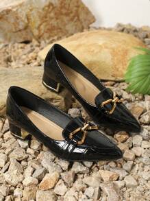 Fall/Winter 2025 White Slip-On Chunky Heel Round Toe Casual Fashionable Riding Boots For Women, With Ruffles And Western Cowboy Style, Style With Sweater/Hoodie, Versatile For Commuting, Elegant, Women Pumps,Elegant,Loafers For Women - Black - View 3