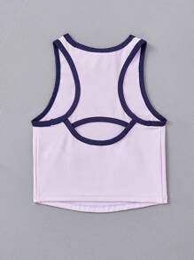 SHEIN Young Girl Contrast Binding Tank Top - Purple - View 2