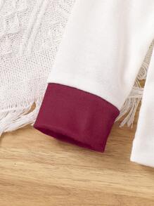 年輕女孩4入組卡通圖形對比綁定緊身睡衣套裝 - 紅色 - 查看 6