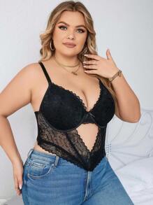 Sujetador con aros y encaje floral con recortes, lencería