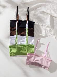 SHEIN 5pcs Solid Wireless Bralette - Multicolor - View 2