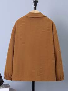 SHEIN 男大童字母補丁細節毛絨襯裡前拉鍊外套