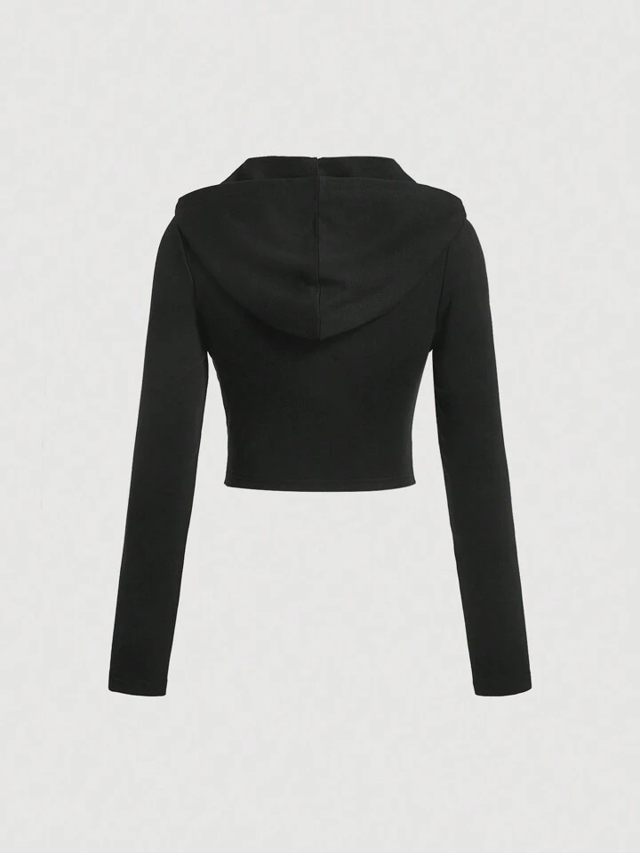 SHEIN MOD Solid Cross Wrap Crop Hoodie | SHEIN USA