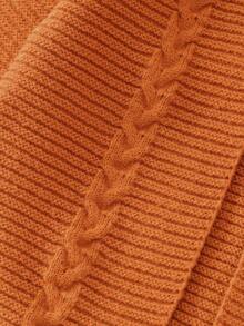 SHEIN 女大童麻花編織連帽開襟開衫 - 橘色 - 查看 8