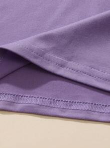 SHEIN Unity 3pcs Letter Graphic Tee - Purple - View 8
