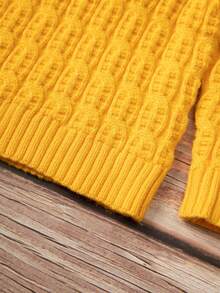 Bebé niño Jersey cuello alto tejido de cable - Amarillo - Ver 3