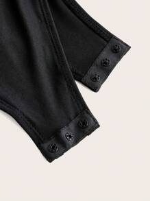 SHEIN ICON 亮片拼接吊帶連體衣 - 黑色 - 查看 4