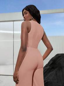 BizChic Button Front Vest Blazer - Dusty Pink - View 2