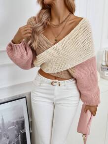 GENKIRA Hai âm Crossover Áo len Crop - Nhiều màu - Xem 1