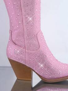 SHUZIA Giày bốt phương Tây màu hồng dễ thương dành cho nữ bán chạy nhất OTK: Lấy cảm hứng từ  Swit, Phong cách công chúa, Sang trọng vượt thời gian - Hồng - Xem 2