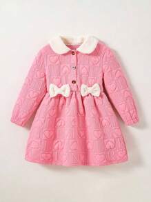 SHEIN 女大童前蝴蝶結半排扣前蝴蝶結洋裝 - 彩色 - 查看 1