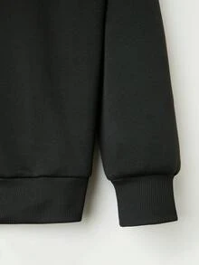 Calvaya 大碼聖誕印花落肩套頭衫 - 黑色 - 查看 4