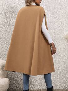 Chiquease Solid Open Front Vest Overcoat - Khaki - View 2