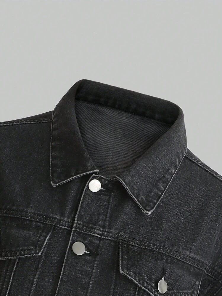 Teen Girl Ombre Flap Pocket Denim Jacket & Skirt